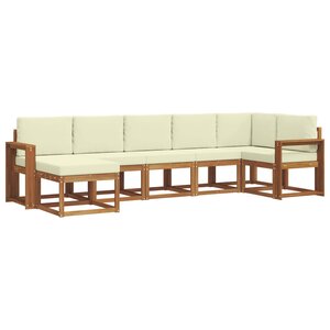 vidaXL Ensemble de canapés d'extérieur 7 pc Naturel et Crème