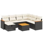 vidaXL Salon de jardin 8 Pièces avec coussins noir résine tressée
