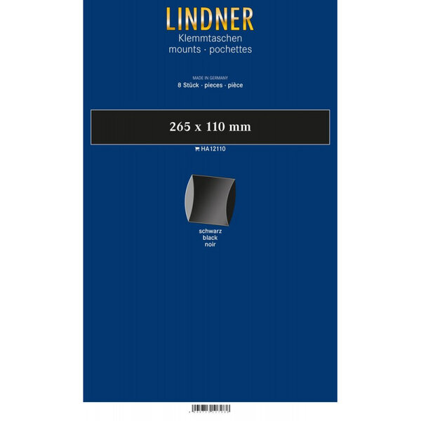 Bandes double soudure 265 x 110 mm pour blocs  carnets de timbres. Fond - Noir