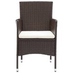 vidaXL Ensemble à dîner de jardin avec coussins 3 Pièces poly rotin brun