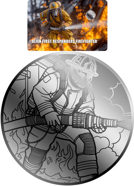 Monnaie FIREFIGHTER Alien First Responders 1/1000 Oz Platine 12$ Liberia 2026