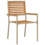 Ensemble de salle à manger jardin 5 pièces vidaXL Beige Poly Rattan Acacia
