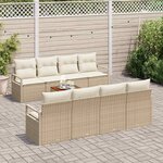 vidaXL Ensemble de canapé de jardin 9 Pièces Beige Poly rotin