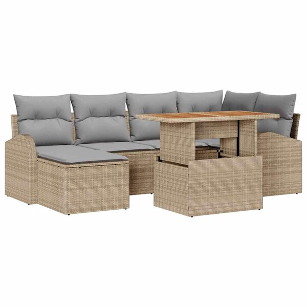 vidaXL Ensemble de canapé de jardin 7 Pièces beige et gris clair