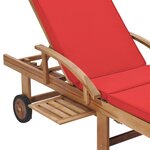 vidaXL Chaises longues avec coussins 2 Pièces Bois de teck solide Rouge