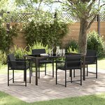 vidaXL Ensemble de salle à manger de jardin 5 pièces avec coussins en polyrotin noir