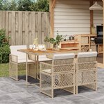 vidaXL Ensemble à manger de jardin avec coussins 5Pièces Beige poly rotin