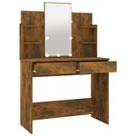 vidaXL Coiffeuse avec LED Chêne fumé 96x40x142 cm