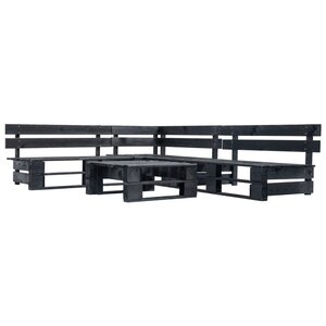 vidaXL Canapés de jardin palette 4 Pièces noir bois