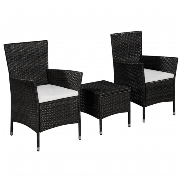 vidaXL Mobilier de bistro 3 Pièces Résine tressée Noir
