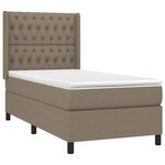 vidaXL Sommier à lattes de lit matelas et LED Taupe 90x200 cm Tissu
