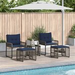 vidaXL Ensemble de meubles d'extérieur 5 Pièces Gris et marine