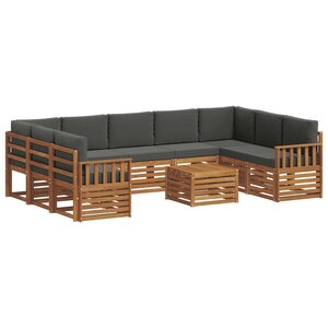 vidaXL Ensemble de canapés d'extérieur 10 pc Naturel et Anthracite