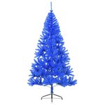 vidaXL Demi sapin de Noël artificiel avec support Bleu 240 cm PVC