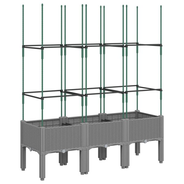 vidaXL Jardinière avec treillis Gris clair 120x40x142 5 cm PP