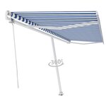 vidaXL Auvent automatique sur pied 500x350 cm Bleu/Blanc