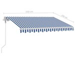 vidaXL Auvent automatique capteur de vent/LED 350x250 cm Bleu et blanc