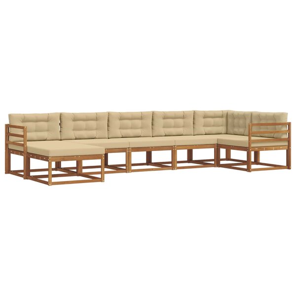 vidaXL Ensemble de canapés d'extérieur 7 Pièces Naturel et Beige