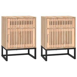 vidaXL Tables de chevet 2 Pièces 40x30x55 5 cm bois ingénierie et fer