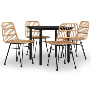 vidaXL Ensemble à manger de jardin 5Pièces Résine tressée