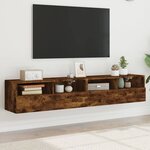 vidaXL Meubles TV muraux 2 Pièces chêne fumé 80x30x30cm bois d'ingénierie