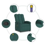 vidaXL Fauteuil de massage inclinable Vert foncé Tissu