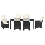 vidaXL Ensemble de Salle à Manger de Jardin 7 Pièces avec Coussins Noir Poly Rattan