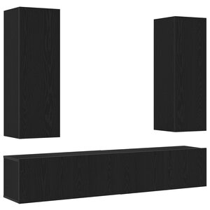 Ensemble de meubles TV vidaXL 4 pièces murales en bois technique chêne noir