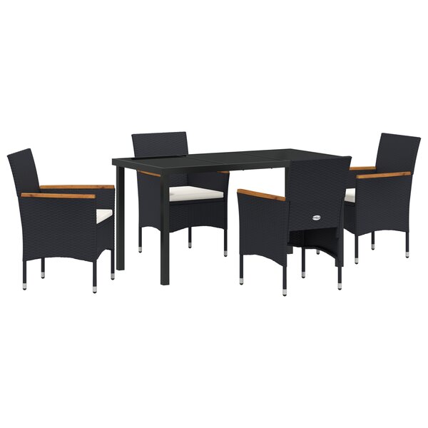 vidaXL Ensemble de jardin de 5 pièces en poly rattan noir.