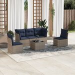 vidaXL Salon de jardin 6 Pièces avec coussins gris résine tressée