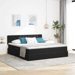 vidaXL Lit de rangement LED avec matelas Noir 200 x 200 cm Velours