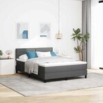 vidaXL Lit à ressorts avec matelas Gris foncé 140 x 190 cm tissu