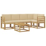 vidaXL Ensemble de canapés d'extérieur 6 Pièces Blanc et Beige