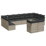 vidaXL Salon de jardin avec coussins 12 Pièces gris clair résine tressée