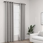 vidaXL Rideaux occultants Aspect lin avec œillets 2 Pièces Gris 140x245cm