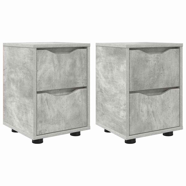 vidaXL Tables de chevet avec tiroir 2 Pièces Gris béton 30 5 x 30 x 43 cm