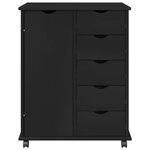 vidaXL Cabinet roulant Noir 63 5 x 39 x 79 cm Bois de Pin Massif