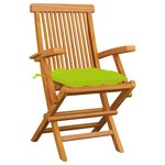 vidaXL Chaises de jardin avec coussins vert vif lot de 6 Bois teck