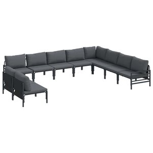 vidaXL Ensemble de canapé de jardin avec coussin 10 Pièces Noir Acier