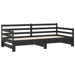 vidaXL Lit coulissant Noir Bois de pin massif 2x(90x200) cm