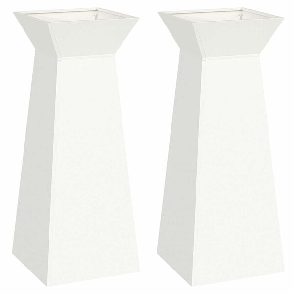 vidaXL Piliers de jardin   2 pièces avec bol blanc  dimensions 40x40x100 cm  en acier.