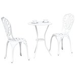 vidaXL Ensemble bistro de jardin 3 pc Blanc Aluminium