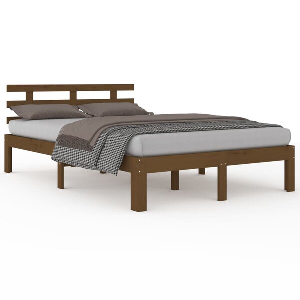 vidaXL Cadre de lit Marron miel Bois massif 150x200 cm Très grand