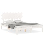 vidaXL Cadre de lit avec tête de lit blanc 140x190 cm bois massif