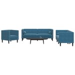 vidaXL Ensemble de canapé Chesterfield et traversins 3Pièces bleu velours