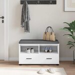 vidaXL Banc d'entrée avec coussin avec tiroir Blanc 80 x 38 x 46 cm