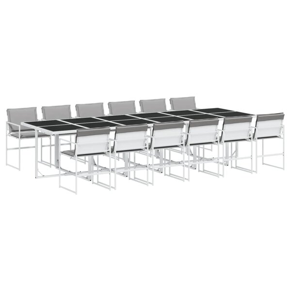vidaXL Ensemble à manger de jardin avec coussins 13Pièces blanc textilène
