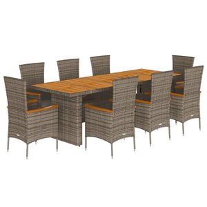 vidaXL Ensemble à manger de jardin 9 Pièces coussins gris résine tressée