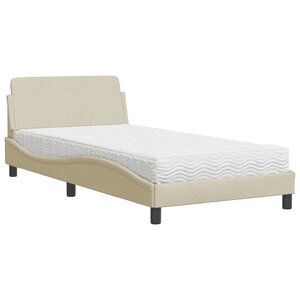 vidaXL Lit avec matelas Dover crème 100x200 cm tissu