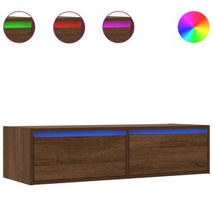 vidaXL Meuble TV avec lumières LED chêne marron 100X35 5x25 cm